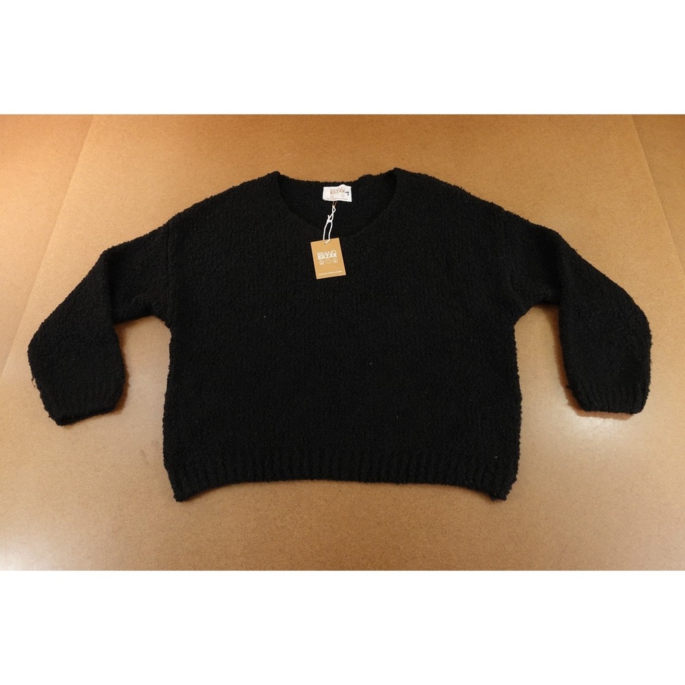 Brand Bazar Womens One Size Oversized Black Chunky Knit V Neck Sweater NWT